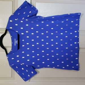 Allison Daley petite Royal blue gold foil pineapple print top small petite